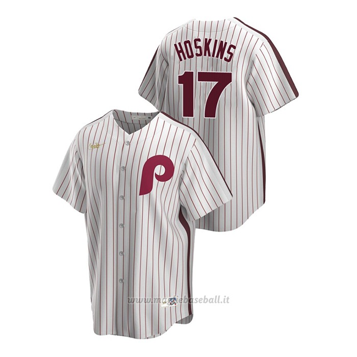 Maglia Baseball Uomo Philadelphia Phillies Rhys Hoskins Cooperstown Collection Primera Bianco
